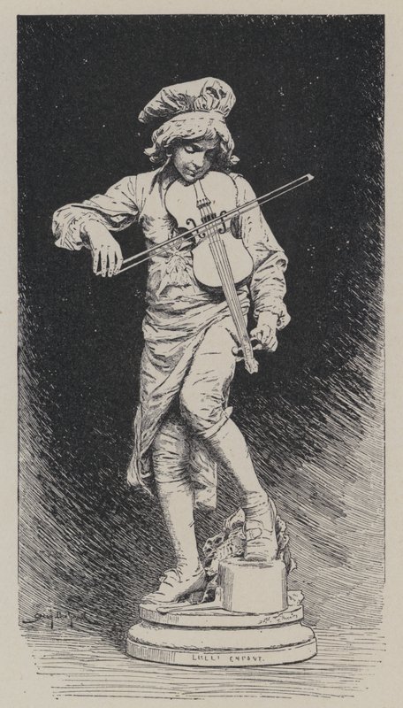 Statua in gesso di Adrien Gandez che raffigura il compositore italo-francese Jean-Baptiste Lully da bambino da French School