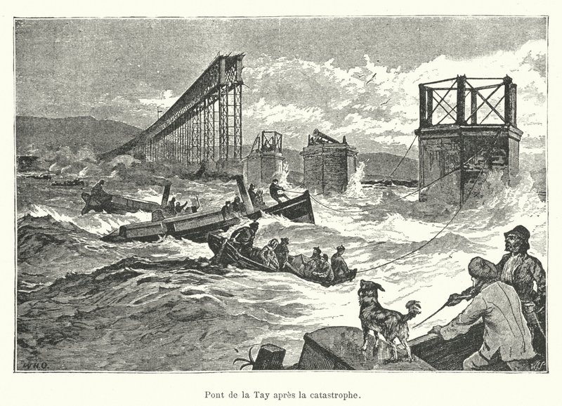 Ponte di Tay dopo la catastrofe da French School