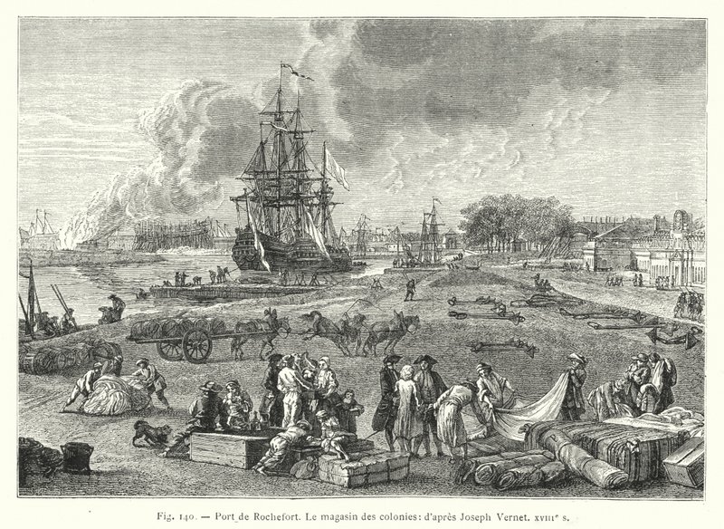 Porto di Rochefort, Il magazzino delle colonie; secondo Joseph Vernet XVIII secolo da French School