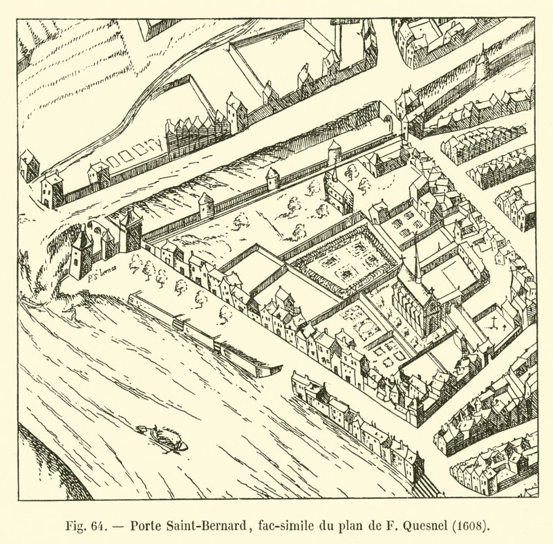 Porta Saint-Bernard, fac-simile del piano di F Quesnel, 1608 da French School