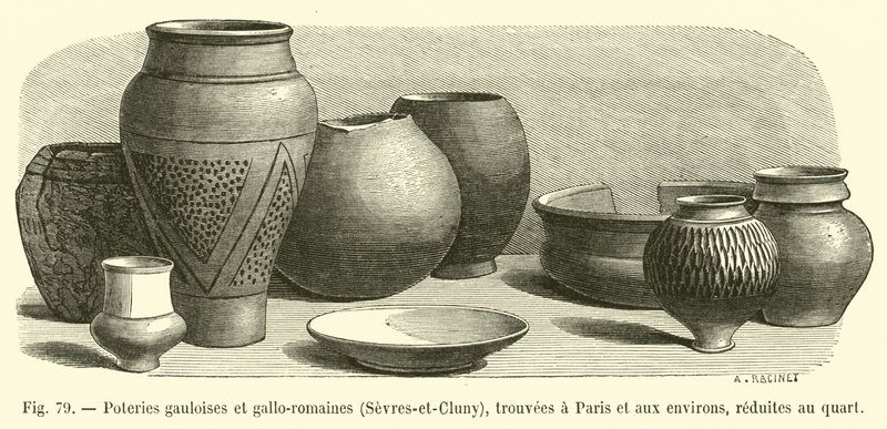 Ceramiche galliche e gallo-romane, Sèvres e Cluny, trovate a Parigi e dintorni, ridotte a un quarto da French School