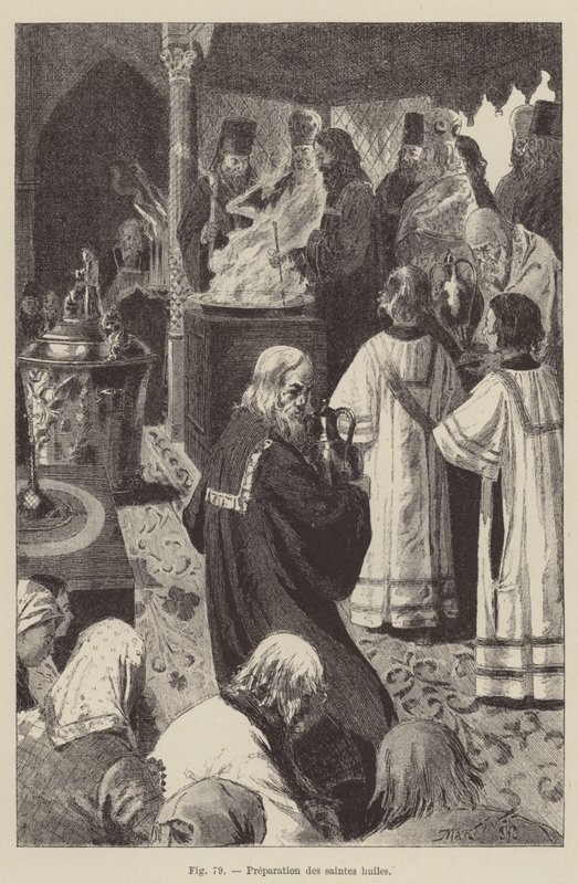 Preparazione degli oli santi da French School