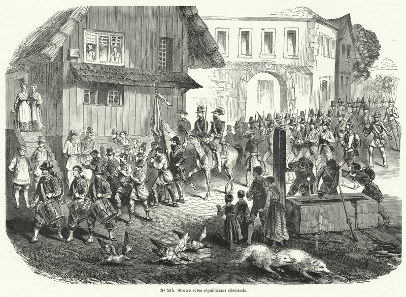 Processione di Gustav Struve e repubblicani tedeschi, Rivoluzione del 1848 da French School