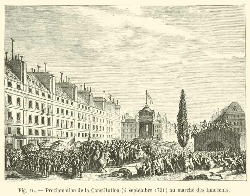 Proclamazione della Costituzione, 4 settembre 1791, al mercato degli Innocenti da French School