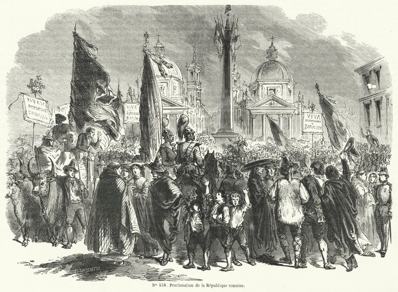 Proclamazione della Repubblica Romana, Italia, 9 febbraio 1849 da French School