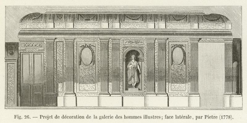 Progetto di decorazione della galleria degli uomini illustri; lato laterale, di Pietre, 1778 da French School