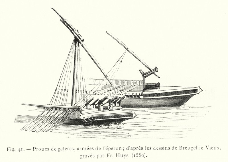 Prua di galee, armate di sperone; secondo i disegni di Breugel il Vecchio, incisi da Fr Huys da French School