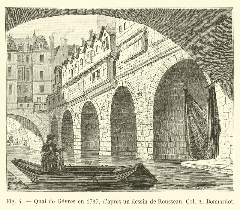 Quai de Gevres nel 1787, secondo un disegno di Rousseau Col A Bonnardot da French School