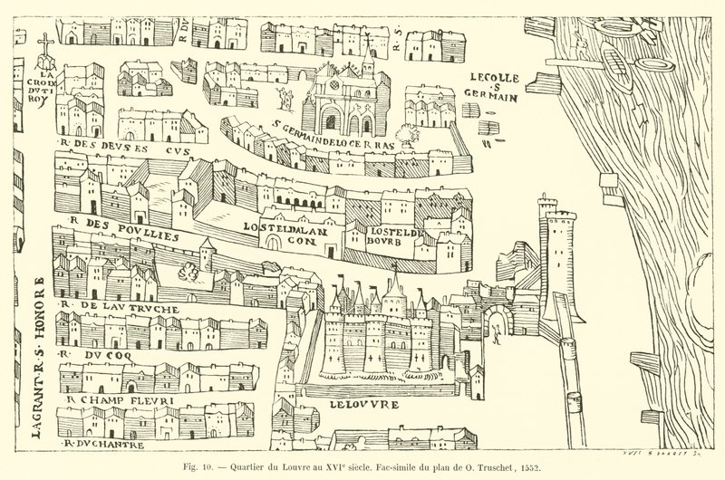 Quartiere del Louvre nel XVI secolo da French School