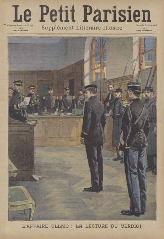 Lettura del verdetto al processo per tradimento di Charles Benjamin Ullmo da French School