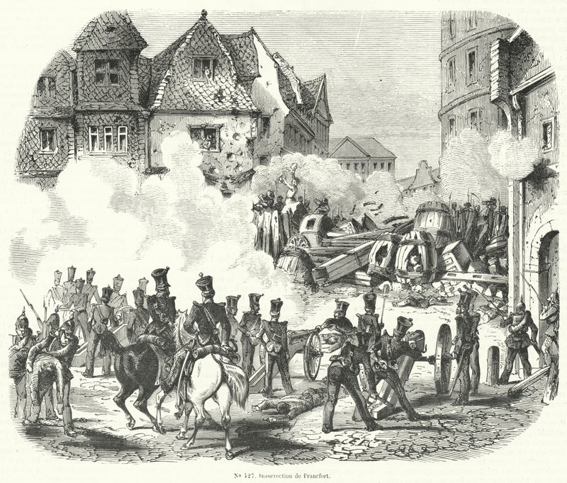 Ribellione a Francoforte, Germania, settembre 1848 da French School