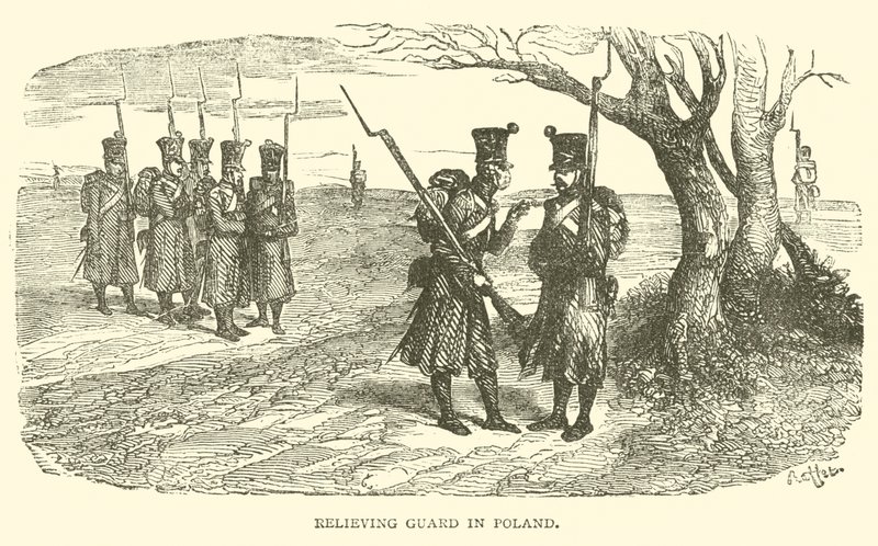 Cambio della guardia in Polonia (incisione) da French School