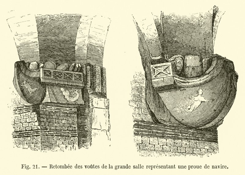 Caduta delle volte della grande sala rappresentante una prua di nave da French School
