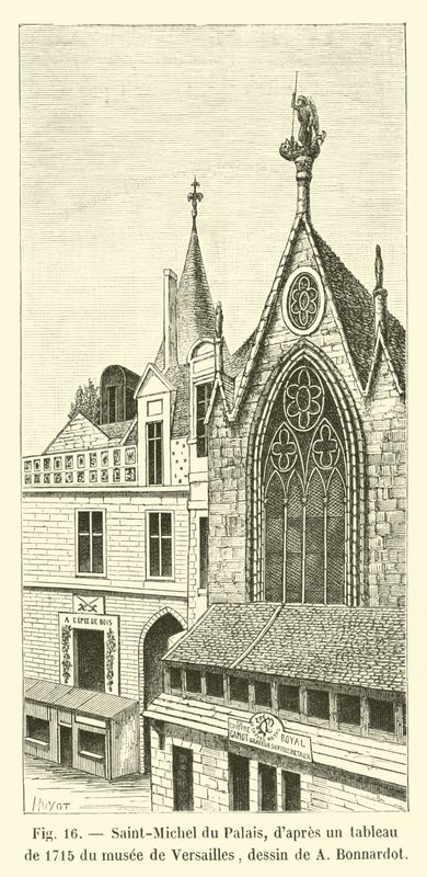 Saint-Michel del Palazzo, da un quadro del 1715 del museo di Versailles, disegno di A Bonnardot da French School