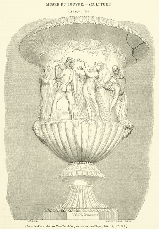 Sala delle Cariatidi, Vaso Borghese, in marmo pentelico, altezza, 1m, 717 da French School