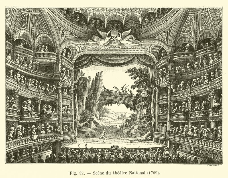 Scena del teatro Nazionale, 1789 da French School