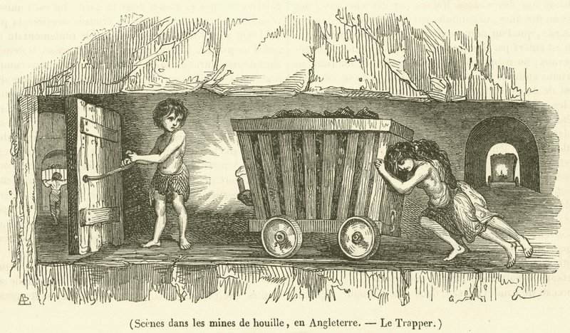 Scene nelle miniere di carbone, in Inghilterra, Il Trapper da French School