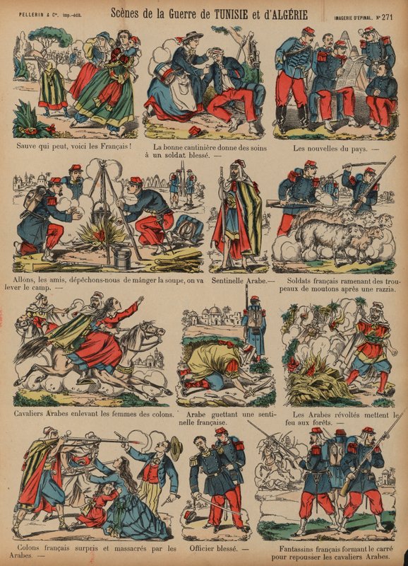 Scene dalle guerre coloniali francesi in Algeria e Tunisia da French School