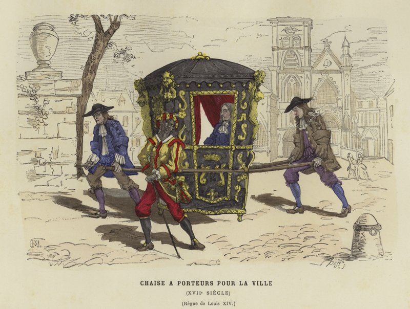 Sedia a portantina per uso in città, regno di Luigi XIV di Francia, XVII secolo da French School
