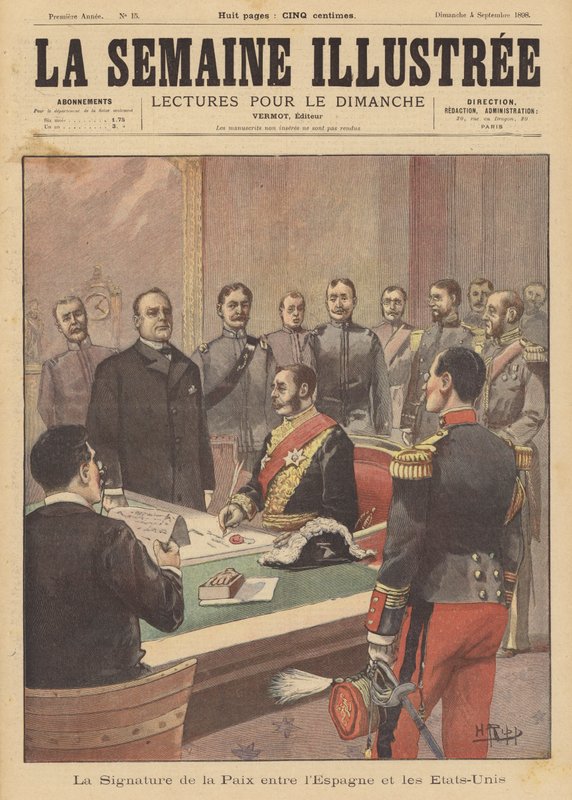 Firma di un Protocollo di Pace che pone fine alle ostilità nella guerra ispano-americana, Washington DC, 12 agosto 1898 da French School