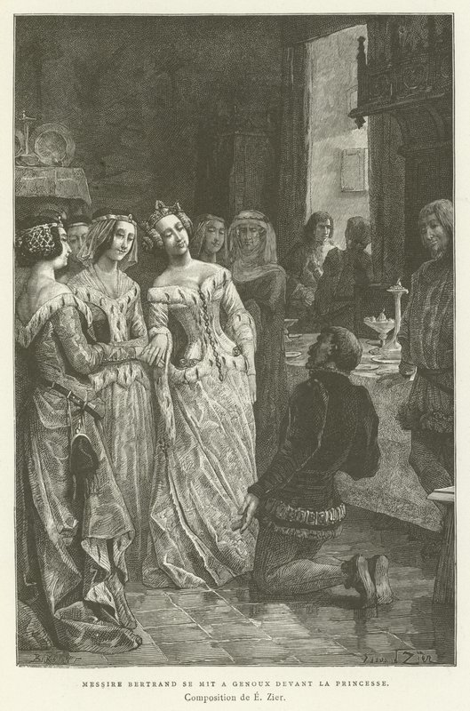 Sir Bertrand si inginocchiò davanti alla principessa da French School