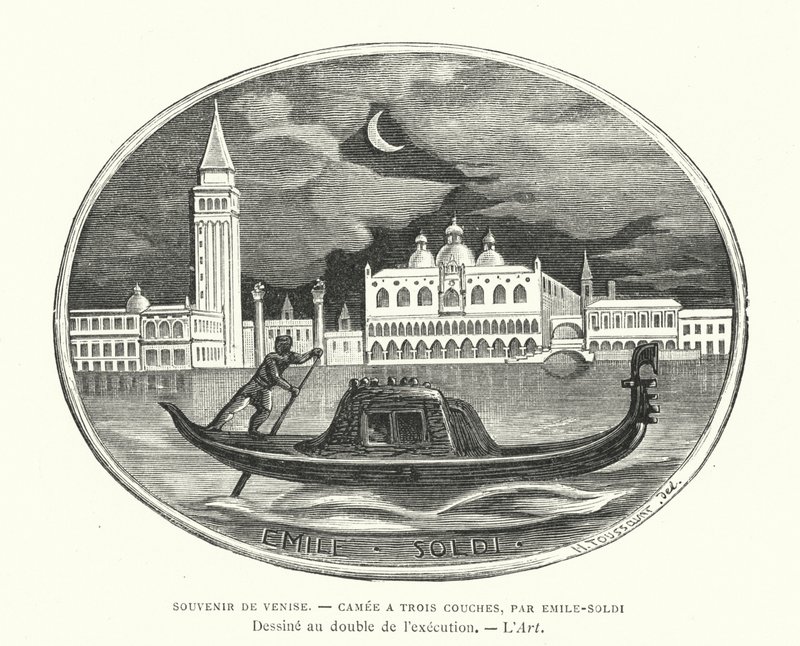 Souvenir di Venezia, cammeo disegnato dallo scultore francese Emile Soldi da French School