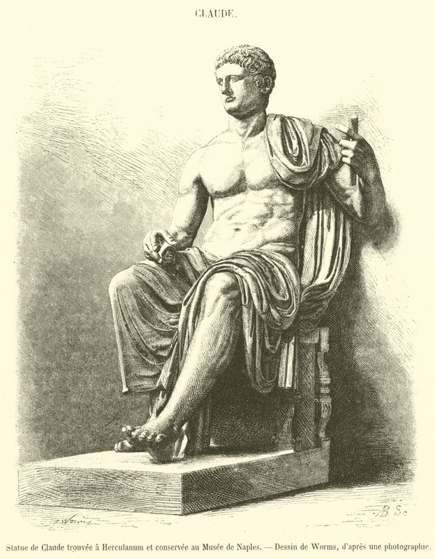Statua di Claudio trovata a Ercolano e conservata nel Museo di Napoli da French School
