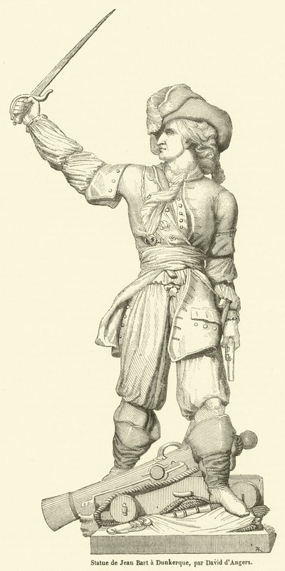 Statua di Jean Bart a Dunkerque (incisione) da French School