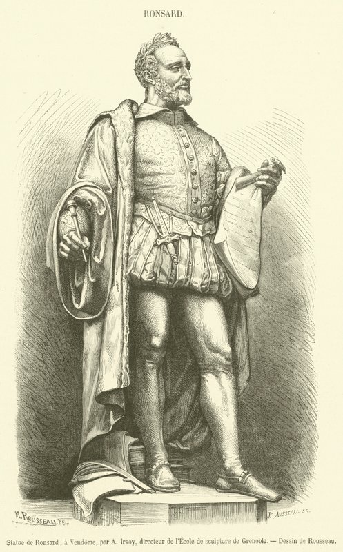 Statua di Ronsard, a Vendome (incisione) da French School