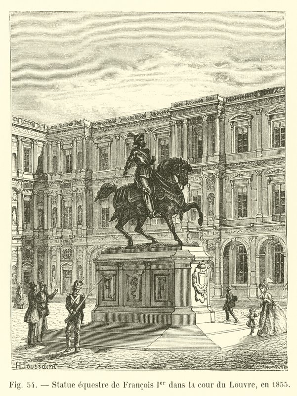 Statua equestre di Francesco I nel cortile del Louvre, nel 1855 da French School