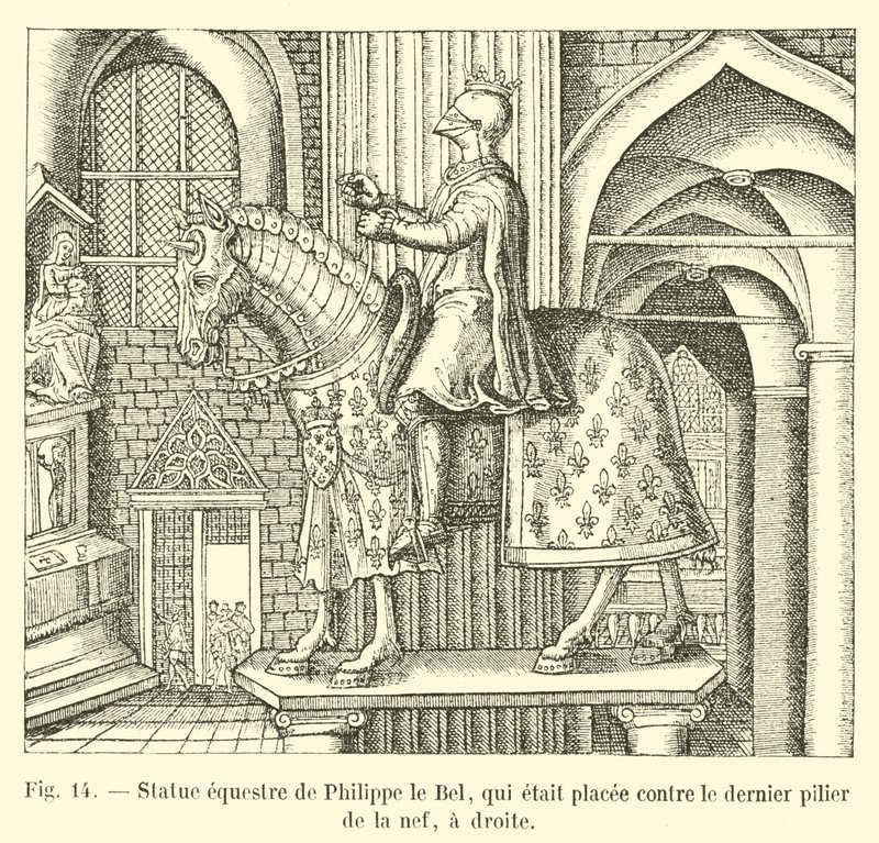 Statua equestre di Filippo il Bello, che era posta contro l