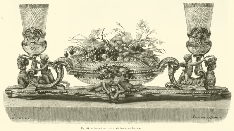 Surtout in cristallo, dalla fabbrica di Baccarat (incisione) da French School