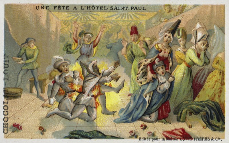 Il Bal des Ardents, Hotel Saint Pol, Parigi, 1393 da French School