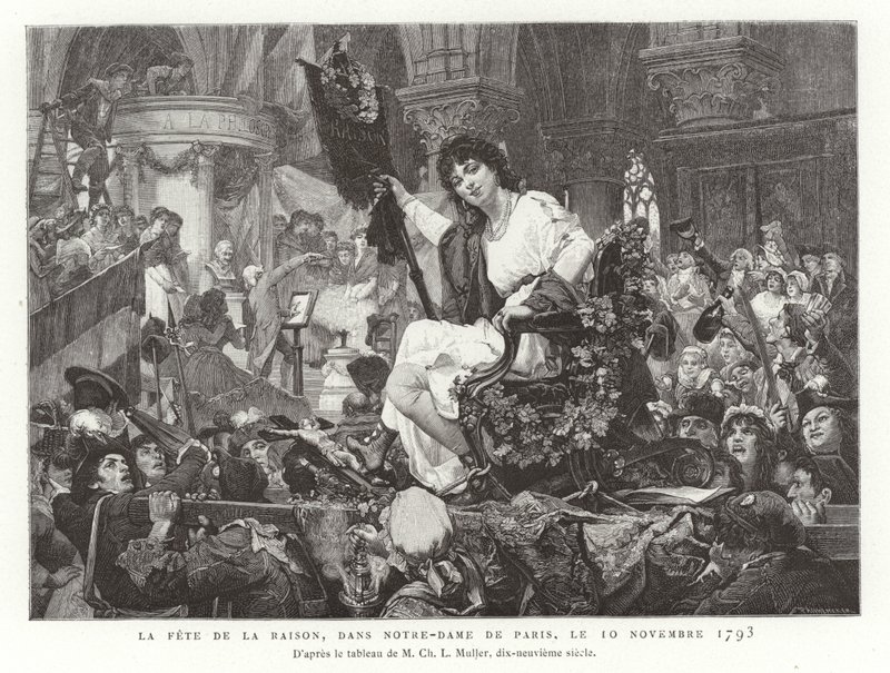 La Festa della Ragione a Notre Dame de Paris, 10 novembre 1793 da French School