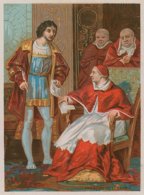 Il trattato tra re Francesco I e papa Leone X da French School