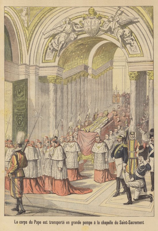 I funerali di Papa Leone XIII (litografia a colori) da French School