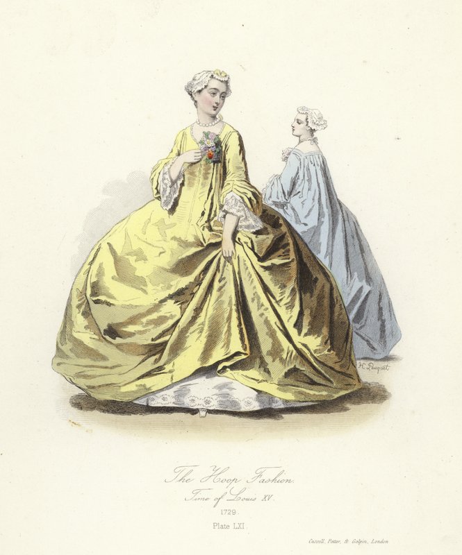 La moda del cerchio, tempo di Luigi XV di Francia da French School