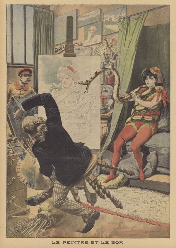 Il pittore e il boa constrictor (litografia a colori) da French School