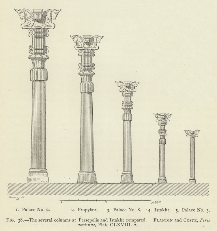 Le diverse colonne a Persepoli e Istakhr a confronto da French School