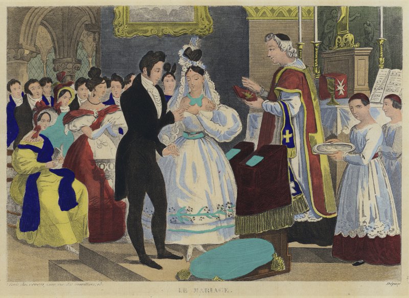 Il matrimonio (litografia a colori) da French School
