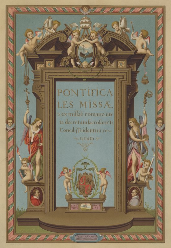 Frontespizio del Messale Pontificio (cromolitografia) da French School