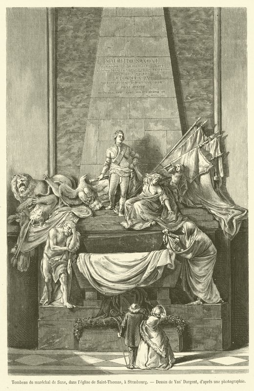Tomba del maresciallo di Sassonia, nella chiesa di San Tommaso, a Strasburgo (incisione) da French School