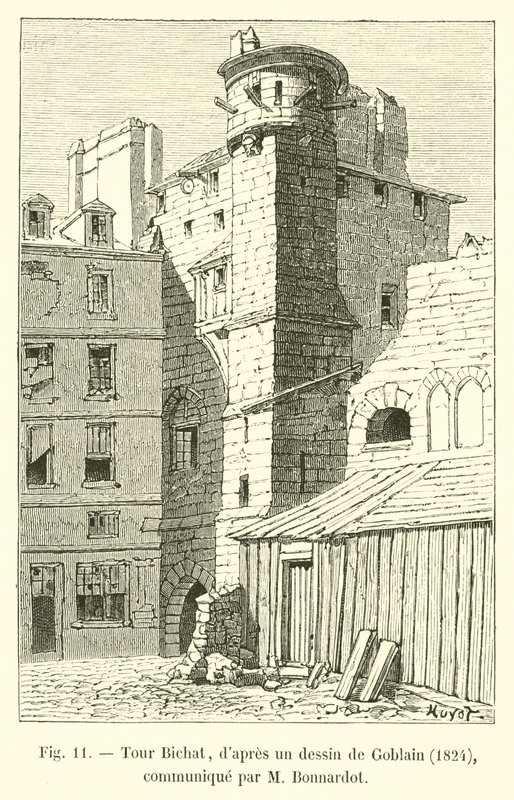 Torre Bichat, da un disegno di Goblain, 1824, comunicato da Bonnardot da French School
