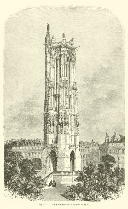 Torre Saint-Jacques e piazza nel 1870 da French School