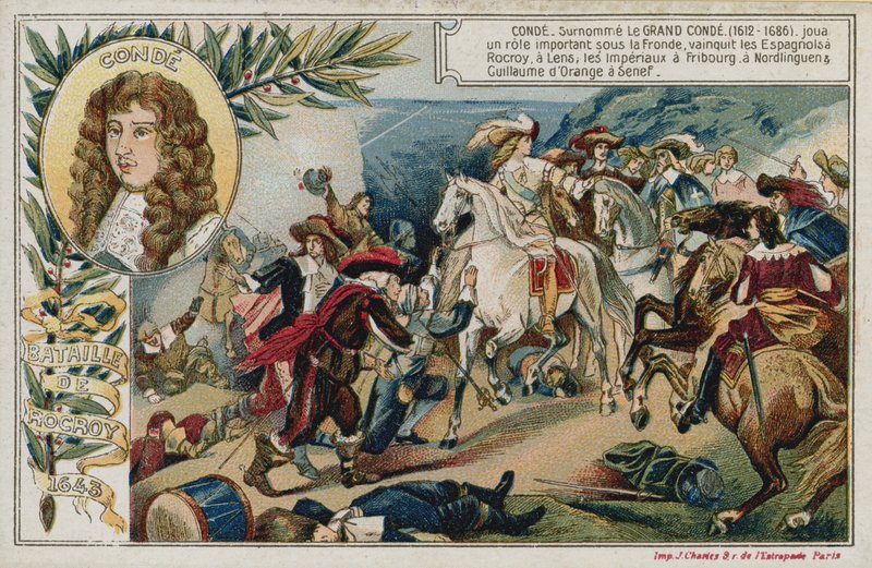 Carta commerciale con immagine della Battaglia di Rocroi da French School