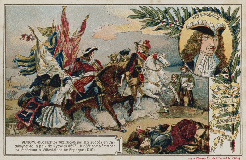 Carta commerciale con immagine della Battaglia di Villaviciosa da French School