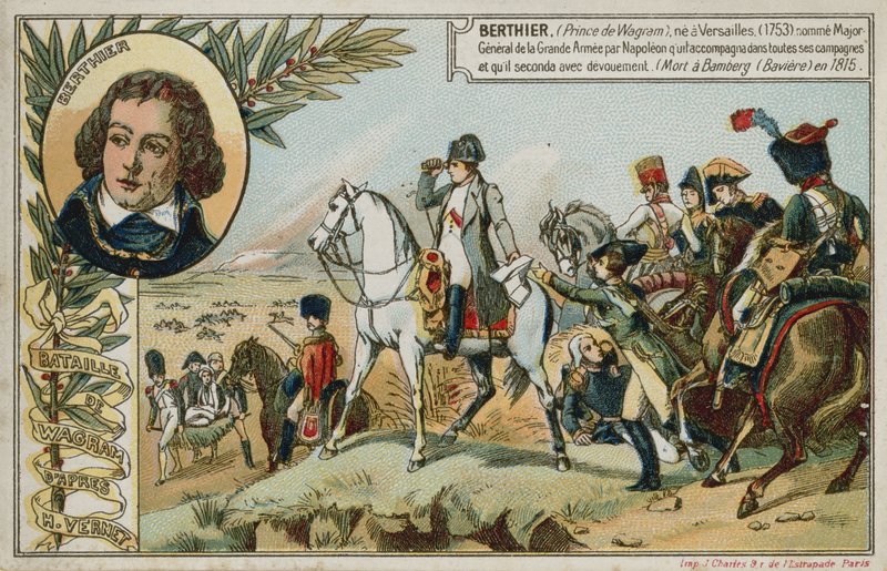 Carta commerciale con immagine della Battaglia di Wagram da French School