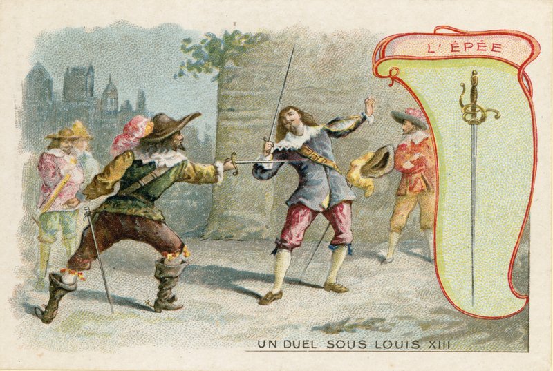 Carta commerciale con immagine di una spada da French School
