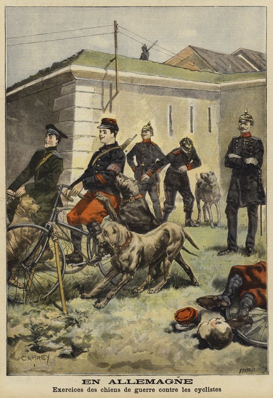 Addestramento di cani militari ad attaccare ciclisti, Germania da French School