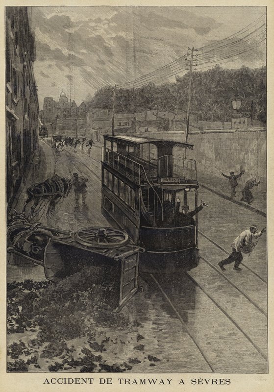 Incidente del tram a Sevres, Francia, 1897 da French School